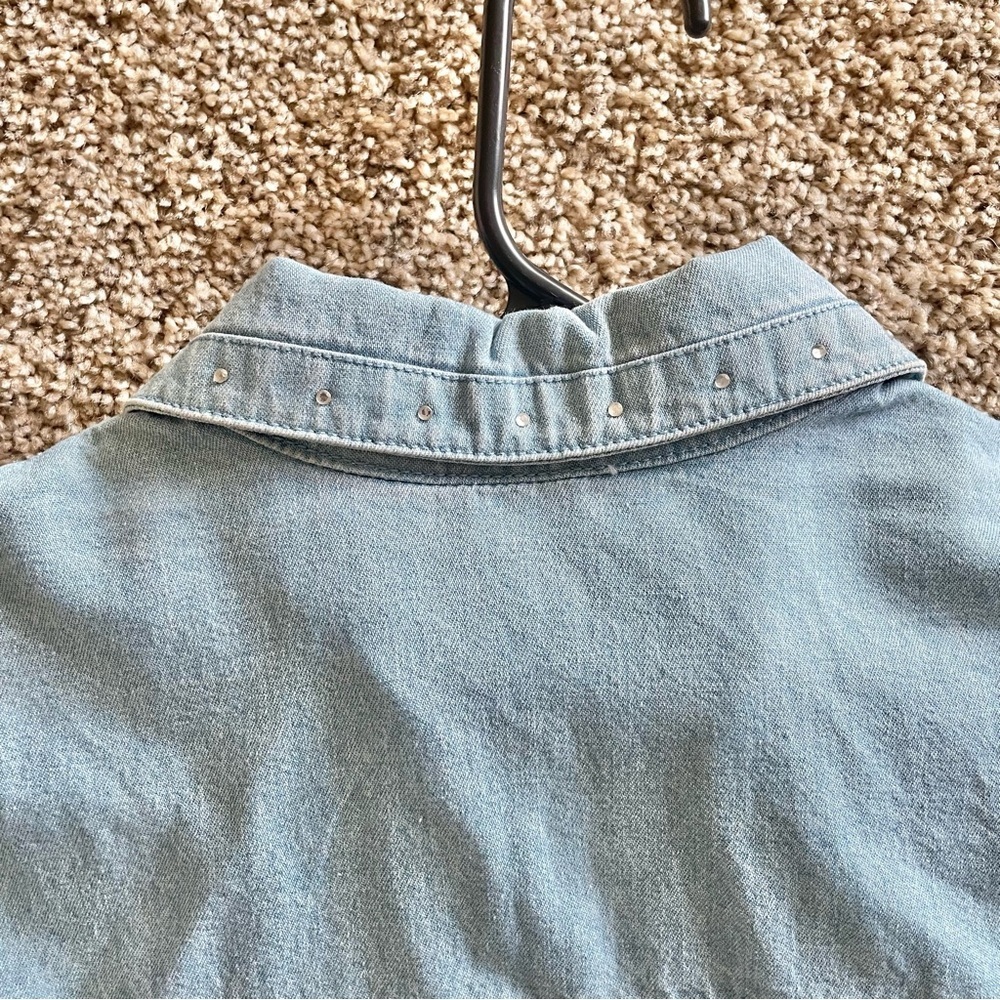 C.D. Daniels Denim Shirt Women’s 1X Blue Zip Up Rhinestone Pockets VTG Cottage - Picture 13 of 16